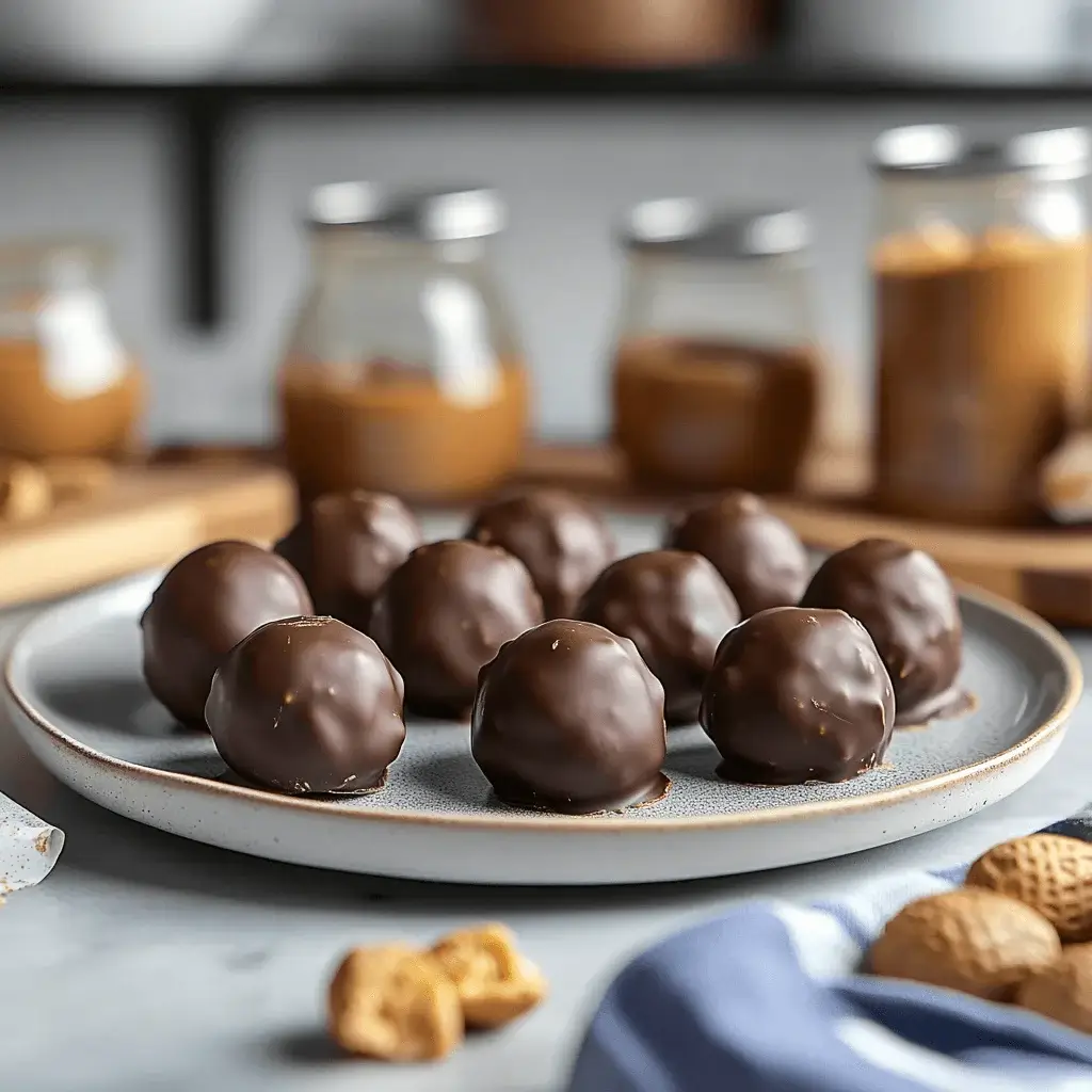 A tray of delicious Butterfinger Balls topped with chocolate drizzle.