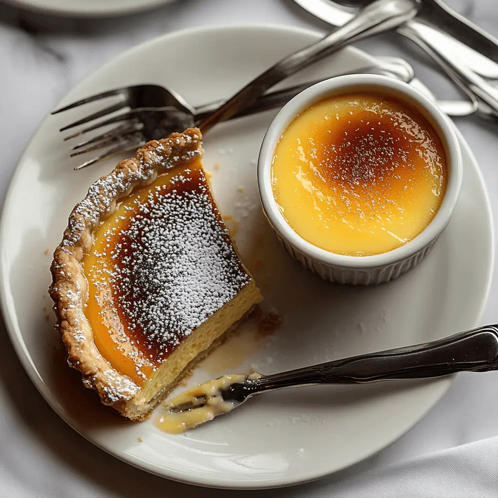 Custard tart and crème brûlée served as separate desserts.