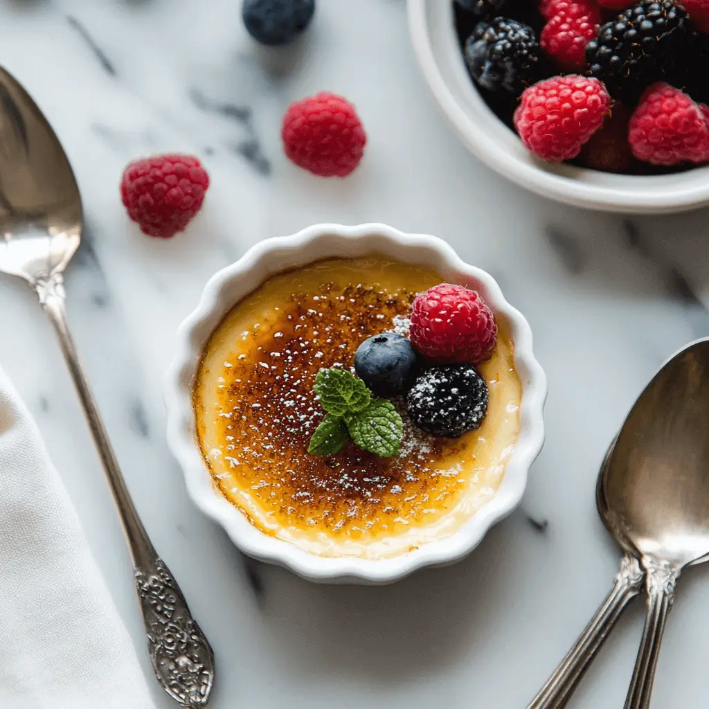 Side-by-side comparison of crème brûlée and custard servings