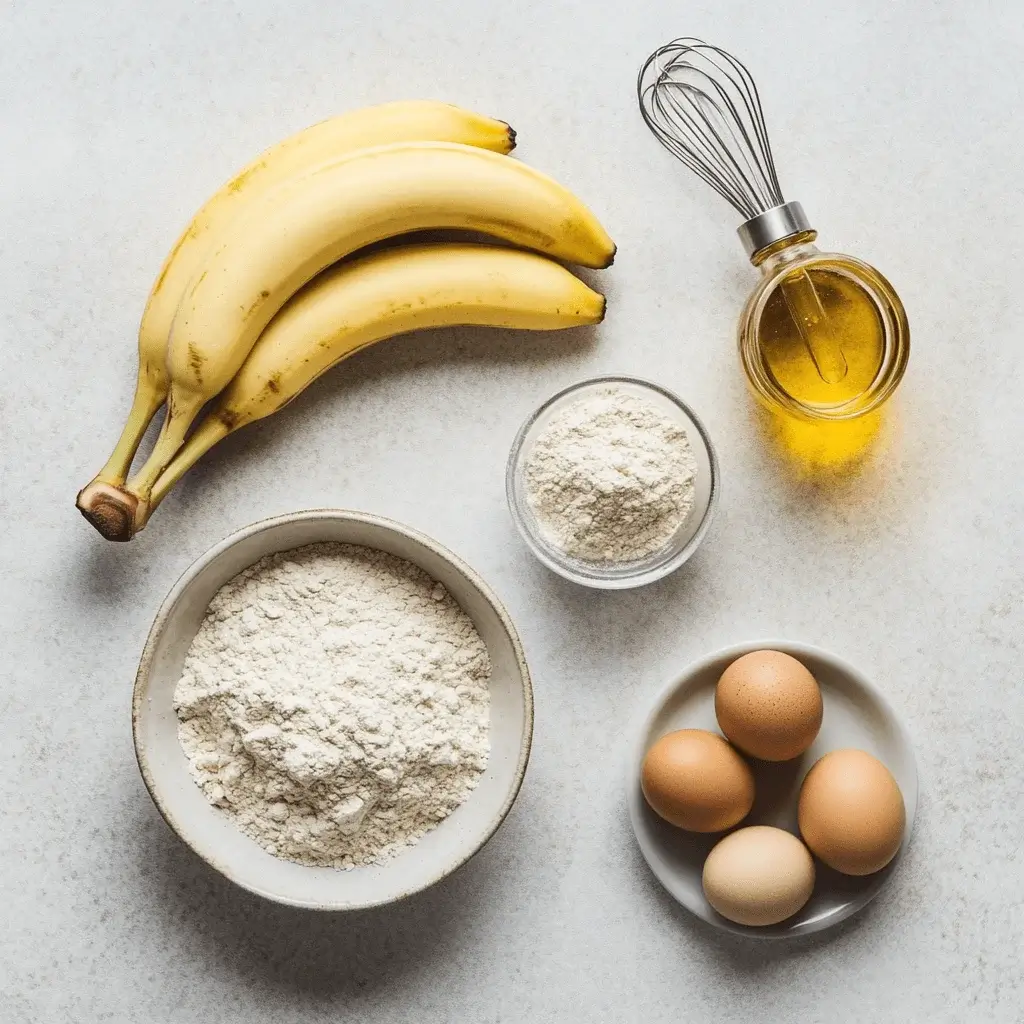 Ingredients for making banana tempura