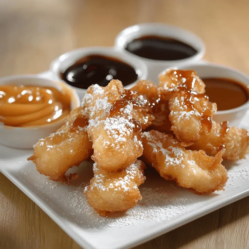 Crispy banana tempura on a plate with dipping sauce