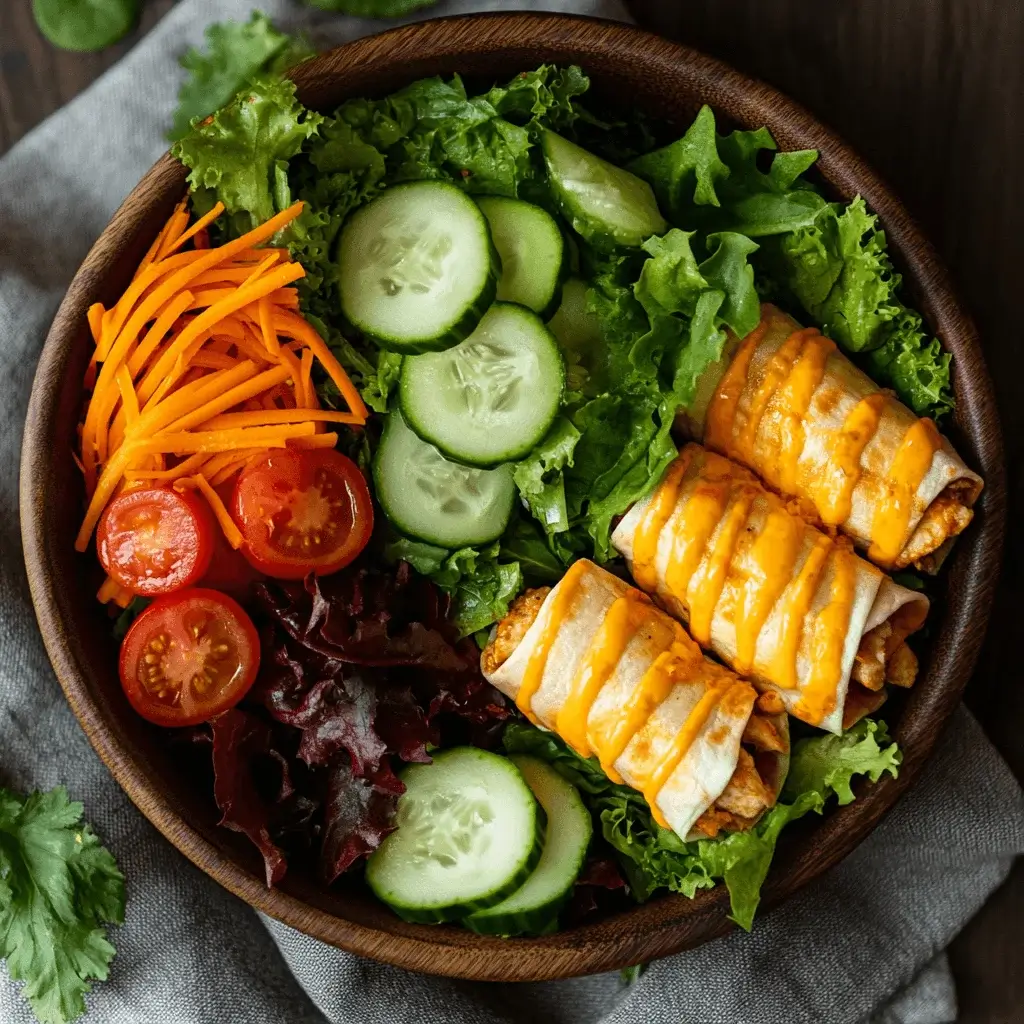 Garden salad with chicken wraps