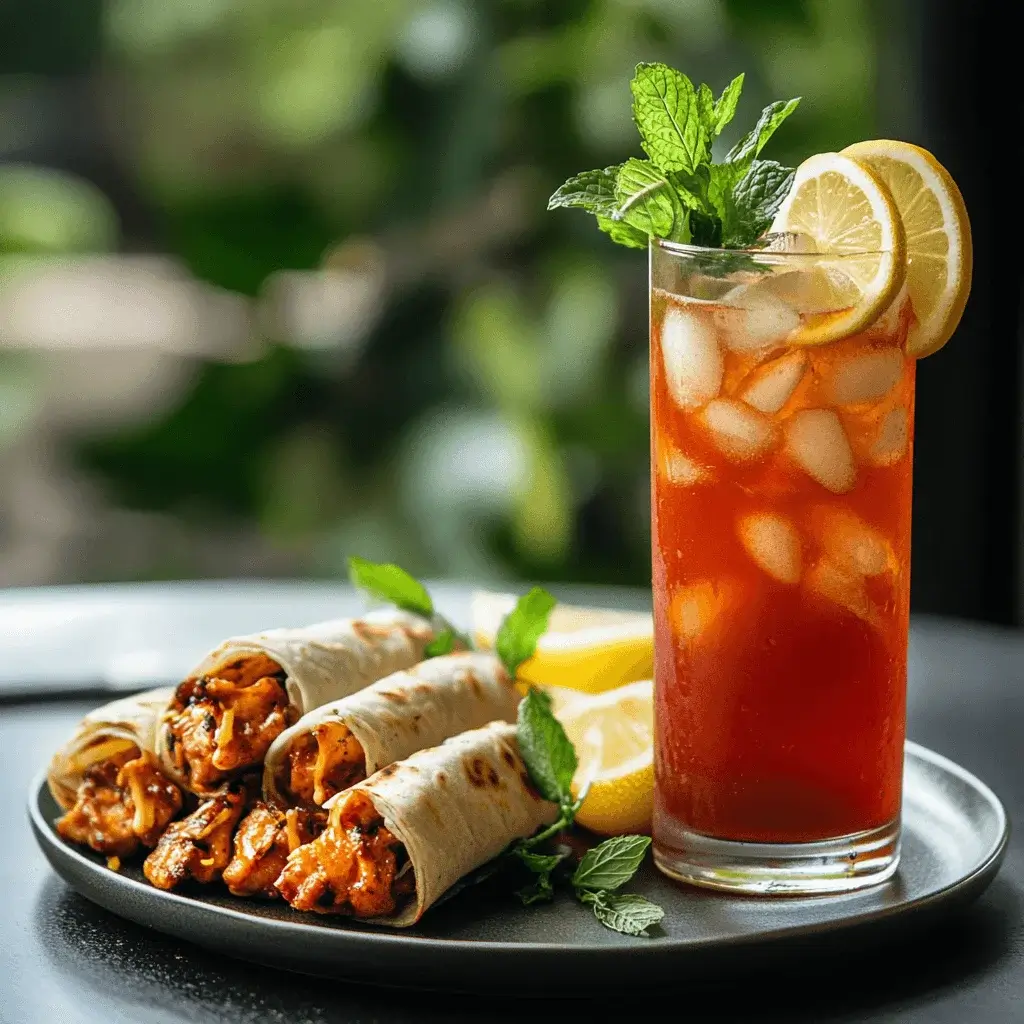 Drinks served with chicken wraps