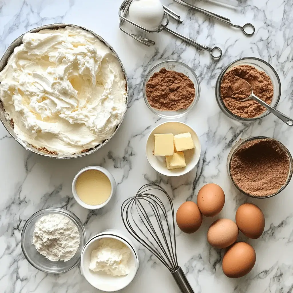 Ingredients for making cinnamon roll cheesecake spread on a kitchen countertop.