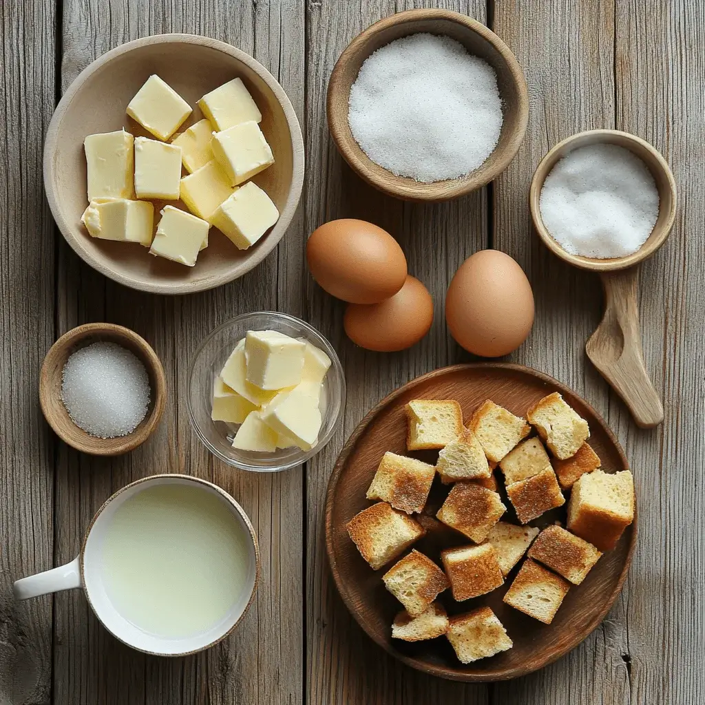 Ingredients for cinnamon sugar French toast muffins laid out on a countertop