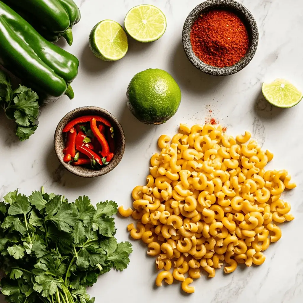 Fresh ingredients for Mexican macaroni salad