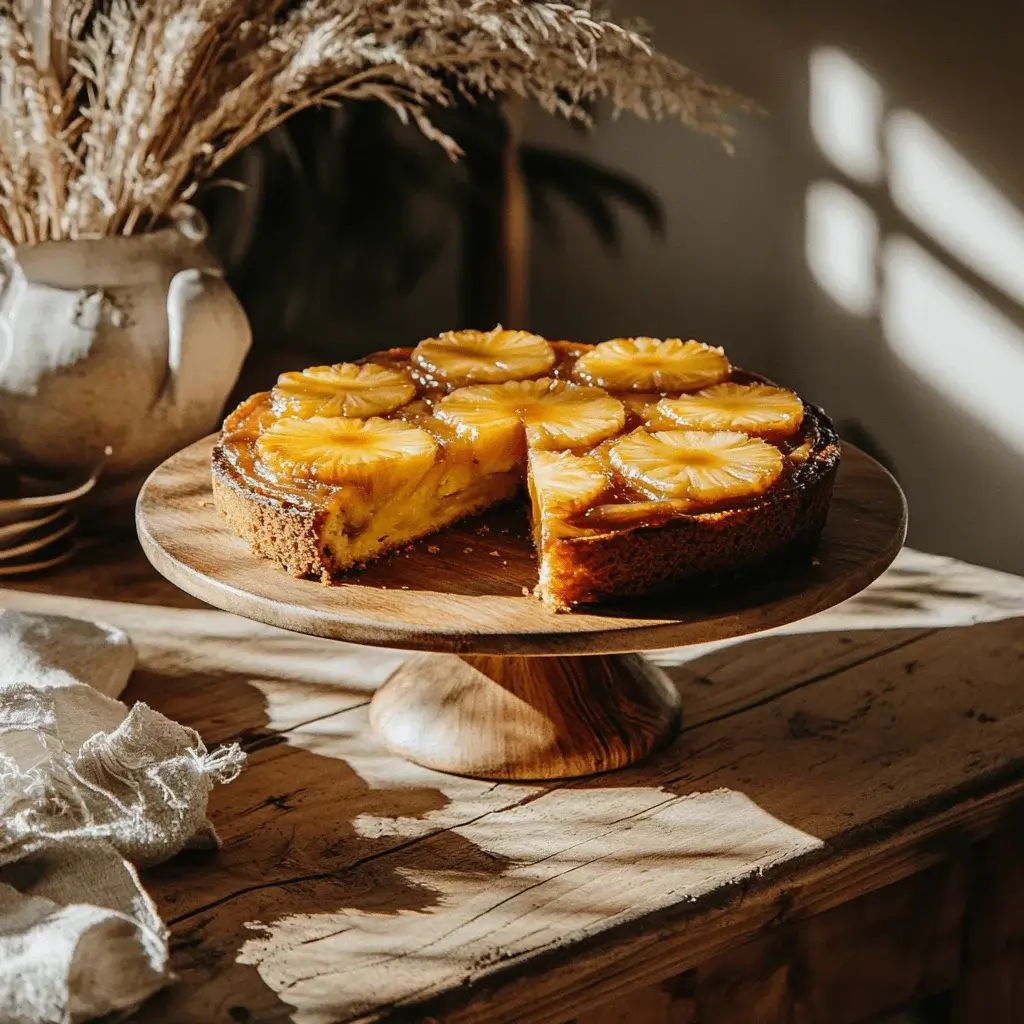 Fresh pineapple slices with a small jar of baking soda