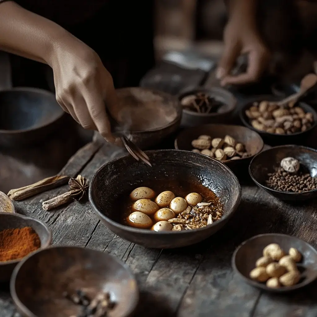 Traditional preparation of cracked shell snacks with spices and herbs