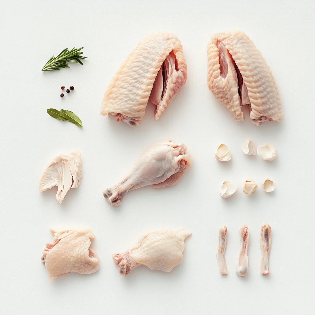 A chart of the nutritional content of turkey wings next to a serving plate.