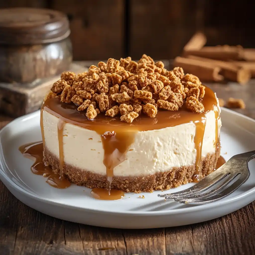 Cinnamon Toast Crunch cheesecake with cereal topping