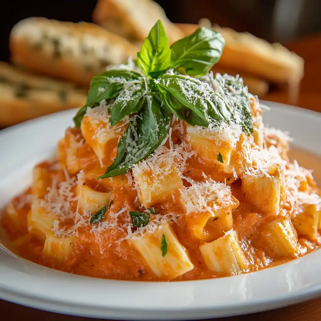 A bowl of ditalini pasta with fresh ingredients