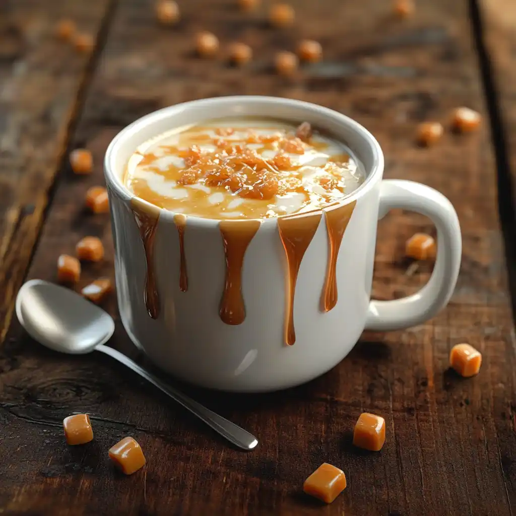 Caramel milk paired with cookies and a dessert platter