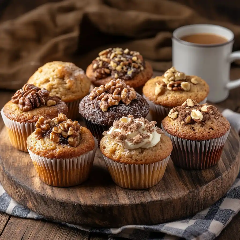 Freshly baked muffins with sugar-crusted tops on a baking tray.