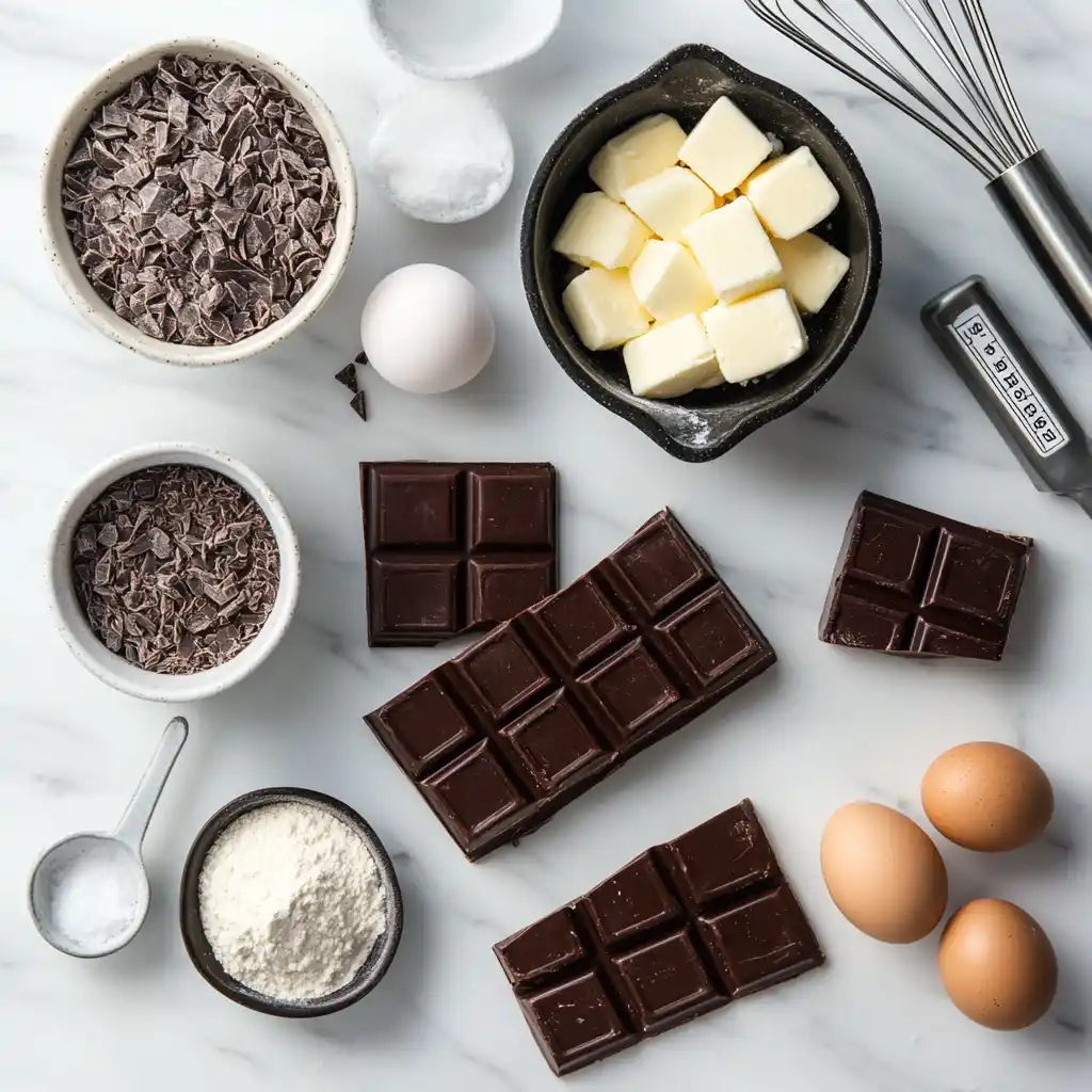 Ingredients for Matilda cake neatly arranged on a kitchen counter.