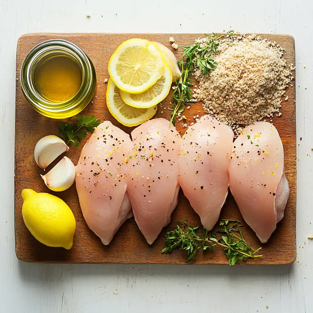 Fresh ingredients for making Chicken Spiedini