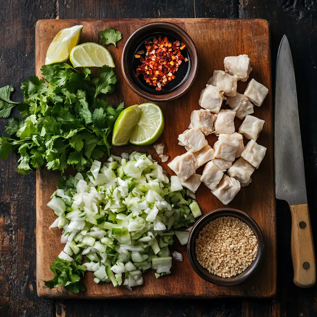 Fresh ingredients for making chicken wonton tacos.