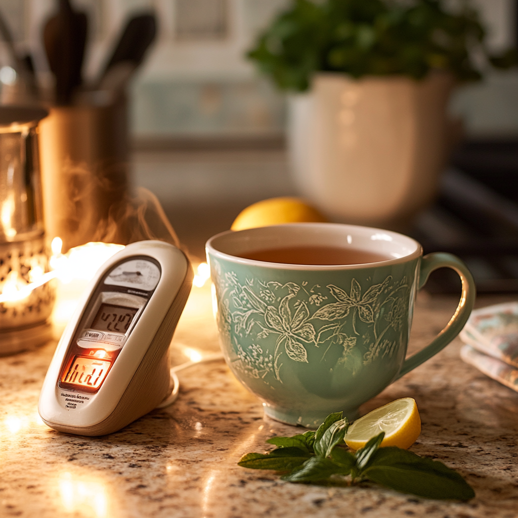 Measuring tea steeping time with a timer and proper water temperature