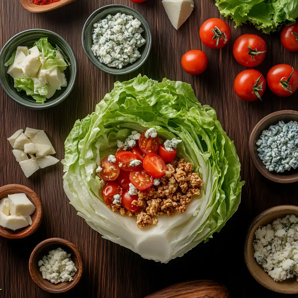 A wedge salad beautifully plated as a side dish