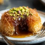 Decadent Kunafa Chocolate dessert with syrup drizzle